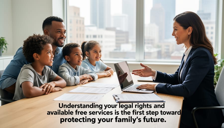 Single mother reviewing legal documents at home with hopeful expression